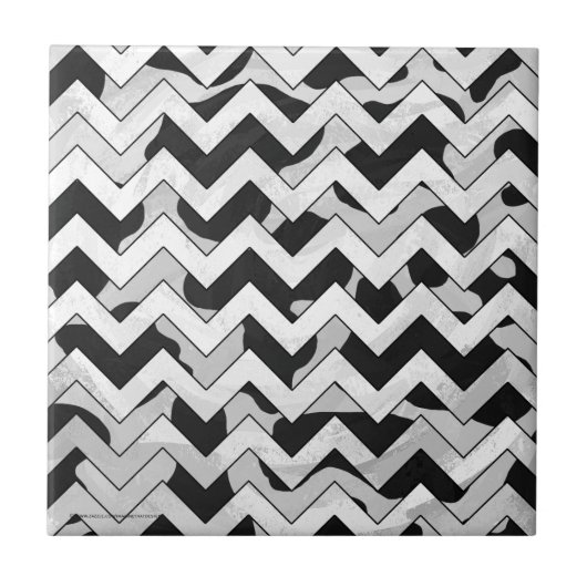 Chevron Koe Black en White Tegeltje (Voorkant)