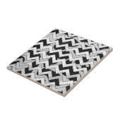 Chevron Koe Black en White Tegeltje (Zijkant)
