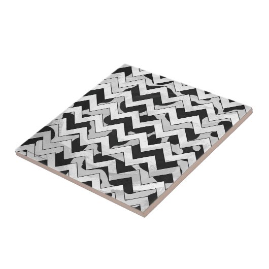 Chevron Koe Black en White Tegeltje (Zijkant)