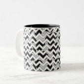 Chevron Koe Black en White Tweekleurige Koffiemok (Voorkant links)