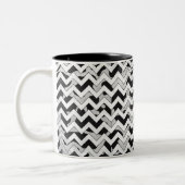 Chevron Koe Black en White Tweekleurige Koffiemok (Links)