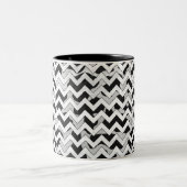 Chevron Koe Black en White Tweekleurige Koffiemok (Center)