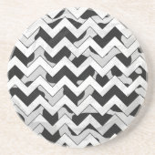 Chevron Koe Black en White Zandsteen Onderzetter (Voorkant)