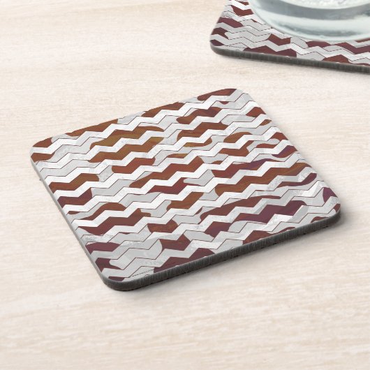 Chevron Koe Brown and White Print Bier Onderzetter (Linkerzijde)