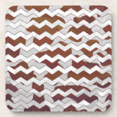 Chevron Koe Brown and White Print Bier Onderzetter (Voorkant)