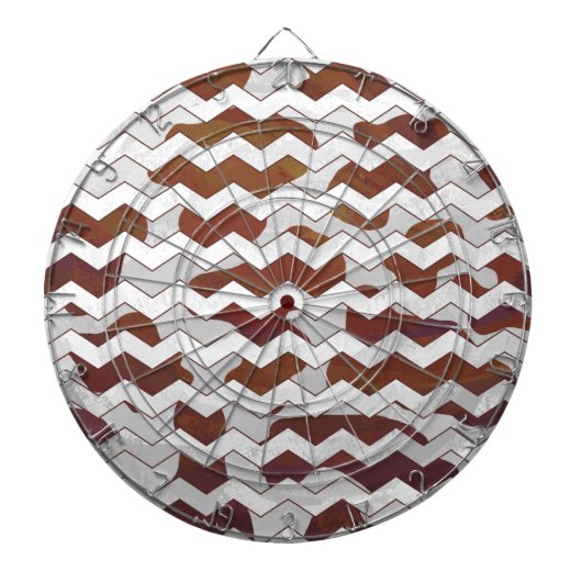 Chevron Koe Brown and White Print Dartbord (Voorkant)