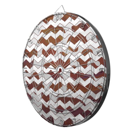 Chevron Koe Brown and White Print Dartbord (Voorkant Rechts)