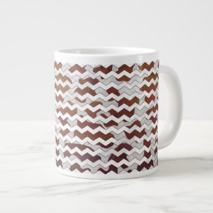 Chevron Koe Brown and White Print Grote Koffiekop