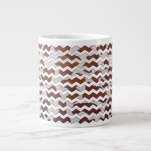 Chevron Koe Brown and White Print Grote Koffiekop (Voorkant)