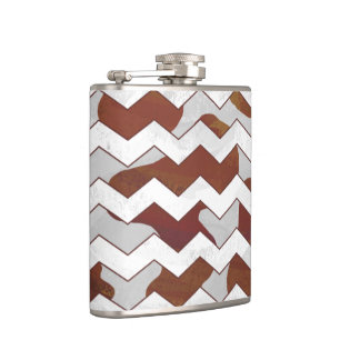 Chevron Koe Brown and White Print Heupfles