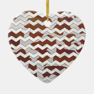 Chevron Koe Brown and White Print Keramisch Ornament