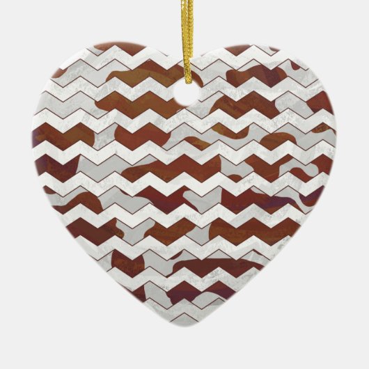 Chevron Koe Brown and White Print Keramisch Ornament (Voorkant)