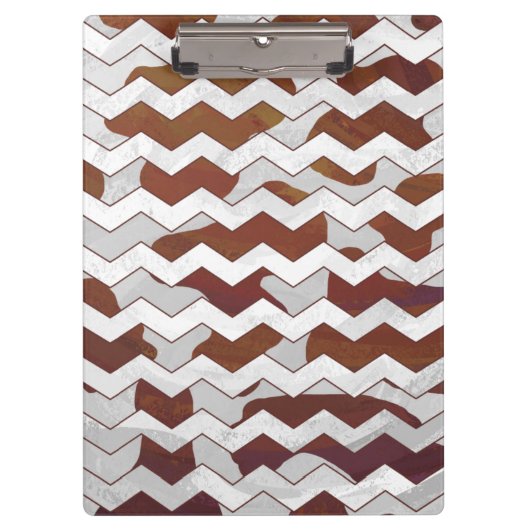 Chevron Koe Brown and White Print Klembord (Voorkant)