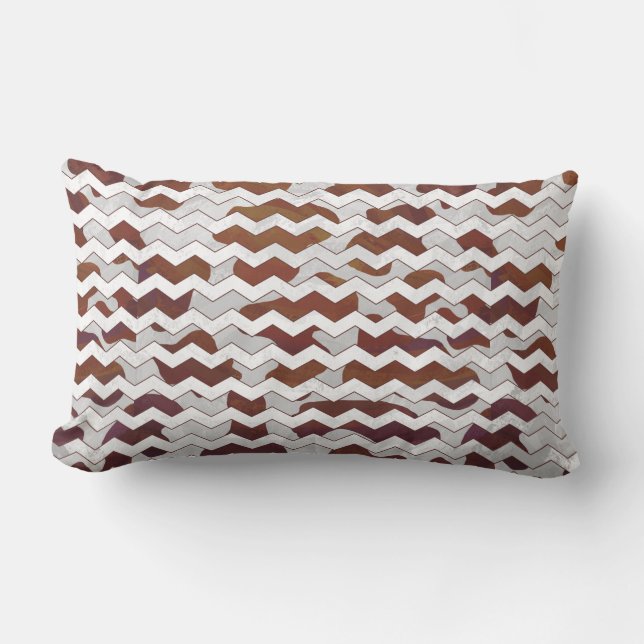 Chevron Koe Brown and White Print Kussen (Voorkant)