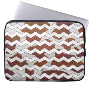 Chevron Koe Brown and White Print Laptop Sleeve