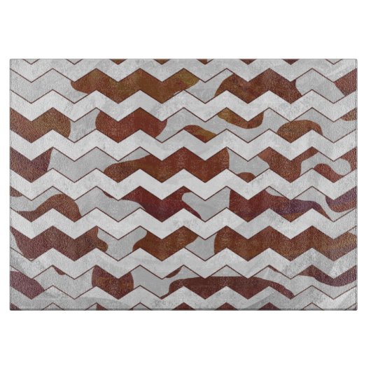 Chevron Koe Brown and White Print Snijplank (Voorkant)