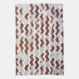 Chevron Koe Brown and White Print Theedoek