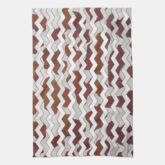 Chevron Koe Brown and White Print Theedoek (Verticaal)