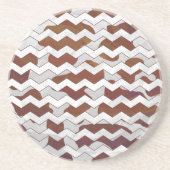 Chevron Koe Brown and White Print Zandsteen Onderzetter (Voorkant)
