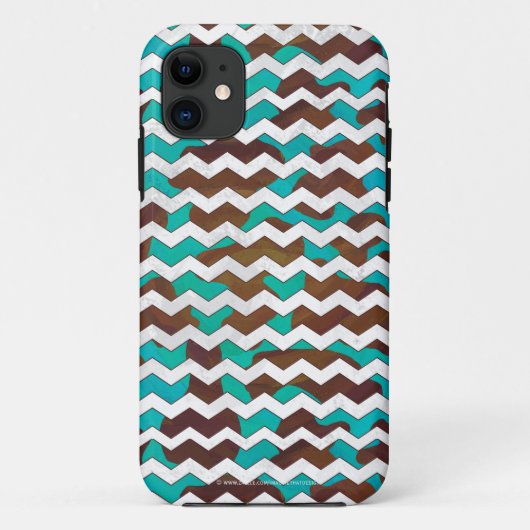 Chevron Koe Brown en Blauwgroen print Case-Mate iPhone Case (Achterkant)