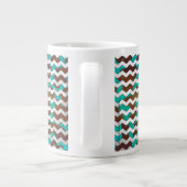 Chevron Koe Brown en Blauwgroen print Grote Koffiekop (Achterkant)
