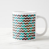 Chevron Koe Brown en Blauwgroen print Grote Koffiekop (Rechts)
