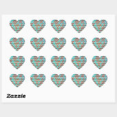 Chevron Koe Brown en Blauwgroen print Hart Sticker (Vel)