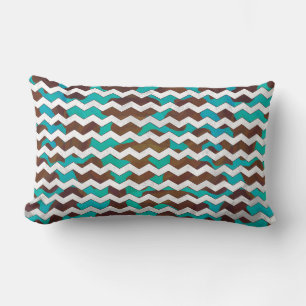 Chevron Koe Brown en Blauwgroen print Kussen