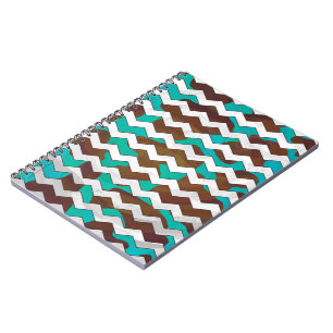 Chevron Koe Brown en Blauwgroen print Notitieboek