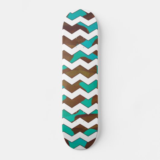 Chevron Koe Brown en Blauwgroen print Skateboard (Voorkant)