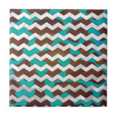 Chevron Koe Brown en Blauwgroen print Tegeltje (Voorkant)