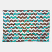Chevron Koe Brown en Blauwgroen print Theedoek (Horizontaal)