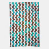 Chevron Koe Brown en Blauwgroen print Theedoek (Verticaal)