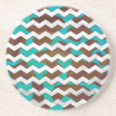 Chevron Koe Brown en Blauwgroen print Zandsteen Onderzetter (Voorkant)