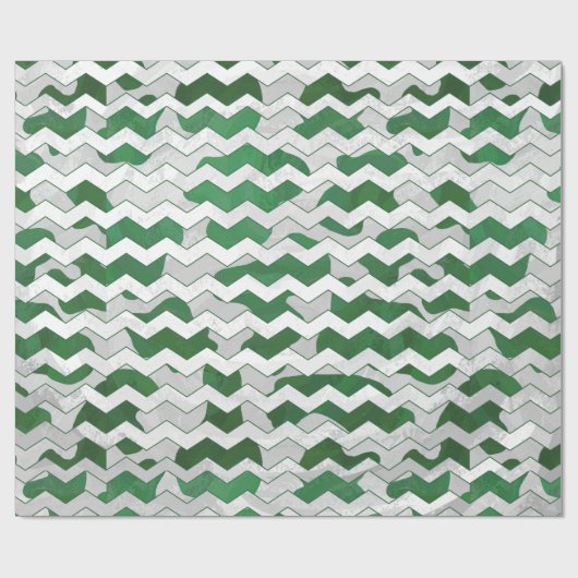Chevron Koe Green en White Print Cadeaupapier (Vlak)