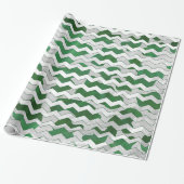 Chevron Koe Green en White Print Cadeaupapier (Uitgerold)
