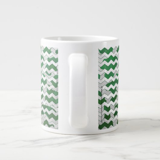 Chevron Koe Green en White Print Grote Koffiekop (Achterkant)