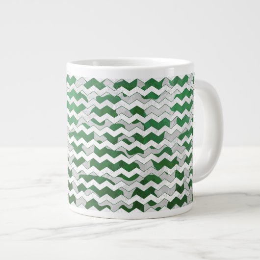 Chevron Koe Green en White Print Grote Koffiekop (Voorkant rechts)