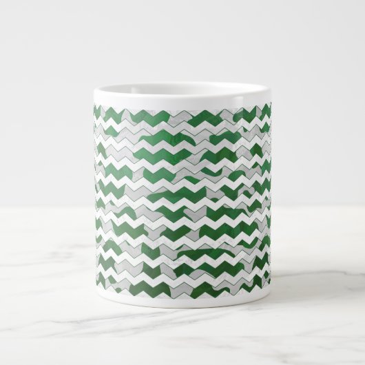 Chevron Koe Green en White Print Grote Koffiekop (Voorkant)