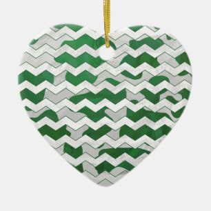 Chevron Koe Green en White Print Keramisch Ornament