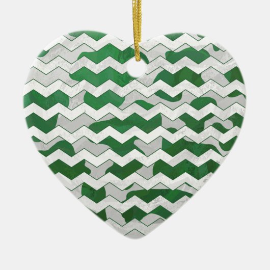 Chevron Koe Green en White Print Keramisch Ornament (Voorkant)