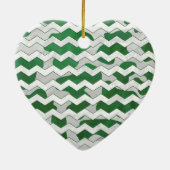 Chevron Koe Green en White Print Keramisch Ornament (Achterkant)