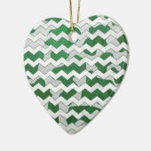 Chevron Koe Green en White Print Keramisch Ornament (Links)