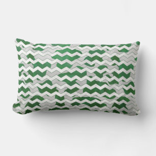 Chevron Koe Green en White Print Kussen