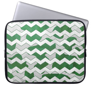Chevron Koe Green en White Print Laptop Sleeve