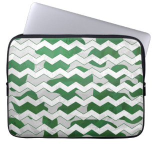 Chevron Koe Green en White Print Laptop Sleeve