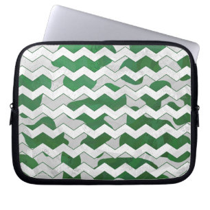 Chevron Koe Green en White Print Laptop Sleeve