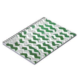 Chevron Koe Green en White Print Notitieboek