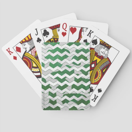 Chevron Koe Green en White Print Speelkaarten (Achterkant)
