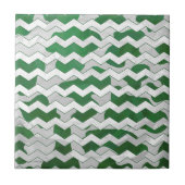Chevron Koe Green en White Print Tegeltje (Voorkant)